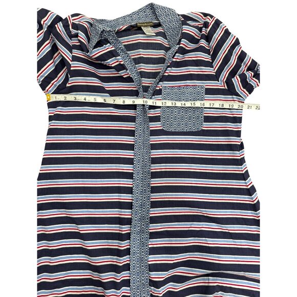 Tommy Bahama Boyfriend Shirt Cover-Up Dress Sleep Striped Blue Womens Size L - Picture 5 of 7